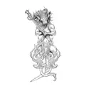 a satyr holding a sword tattoo design idea