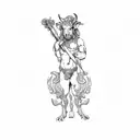 a satyr holding a sword tattoo design idea