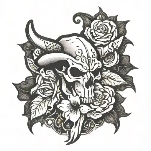 western leather tooling with J/6 brand, cross, and Proverbs 3: 5-6, broken bull skull and a flower  tattoo design idea