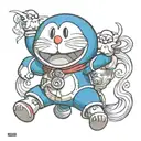doraemon smiling tattoo design idea