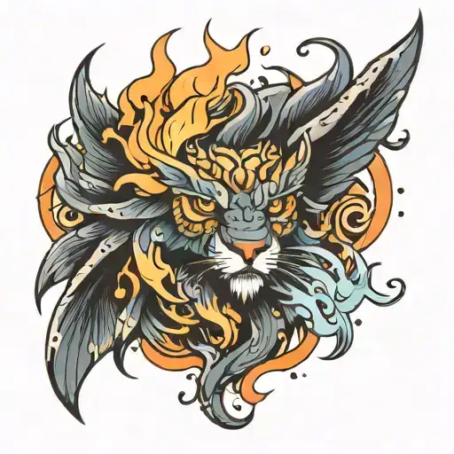 rain wind fire tattoo design idea