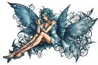 Fairy sitting tattoo design idea