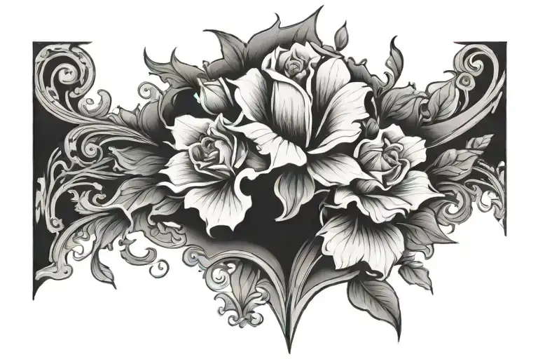 brest reduction scar cover tattoo design idea