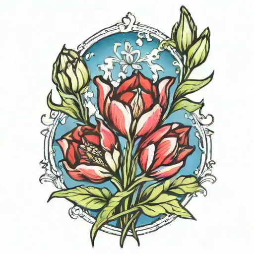 tulips, Hawaii, US Army tattoo design idea