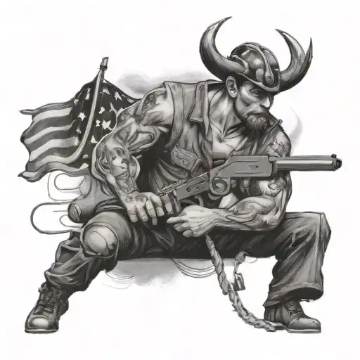 Electrical engineer, masculine, sexy, patriotic, fight, guns, strength. tattoo design idea