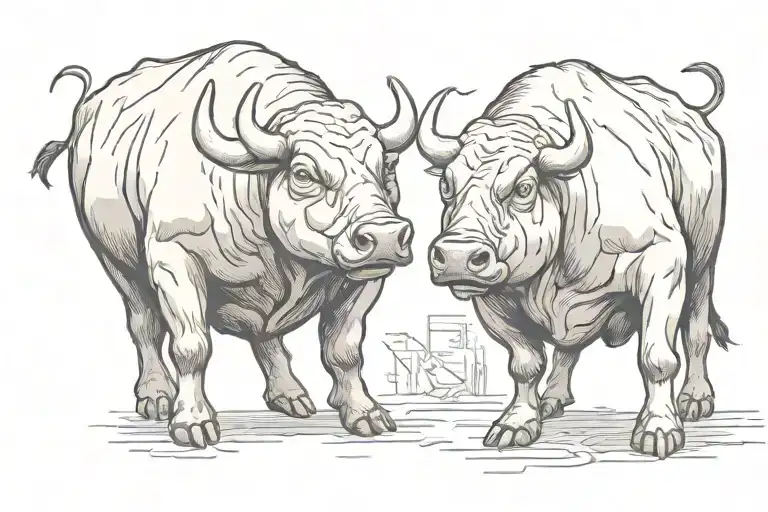 stock market Bull and bear staring tattoo design idea