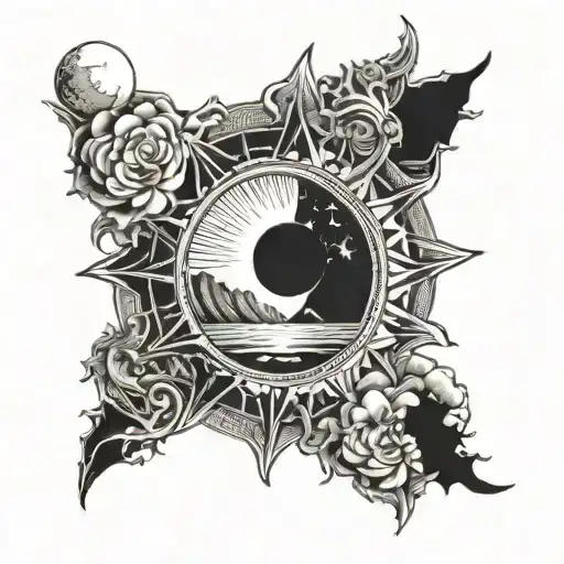 Solar Eclipse scene tattoo design idea