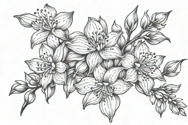 blue bonnets and apple blossom flowers tattoo design idea