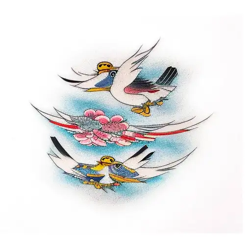 three small birds flying tattoo design idea