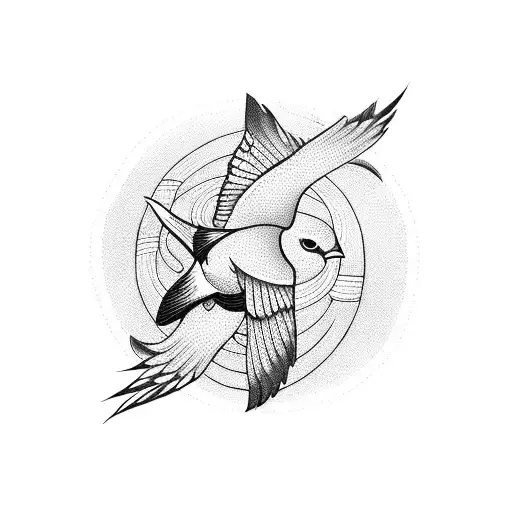 three small birds flying tattoo design idea