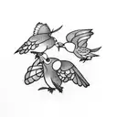 three small birds flying tattoo design idea