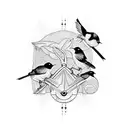 three small birds flying tattoo design idea