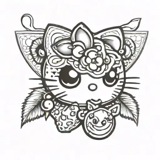 hello kitty faces as cherries  tattoo design idea