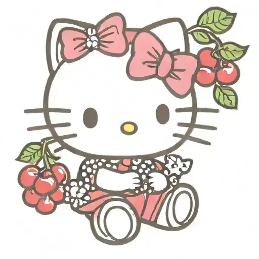 hello kitty cherries tattoo design idea