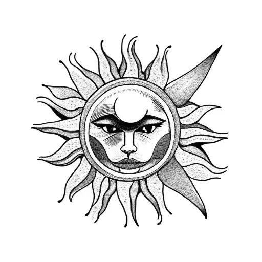 Sun and Moon tattoo design idea