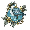 blue heron in water  tattoo design idea