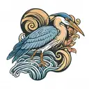 blue heron in water  tattoo design idea