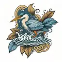 blue heron in water  tattoo design idea