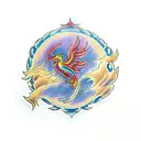 Phoenix rising from ashes tattoo design idea