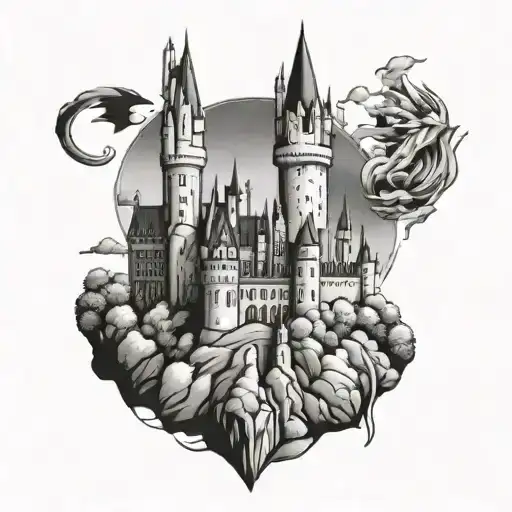 hogwarts castle tattoo design idea