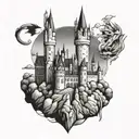 hogwarts castle tattoo design idea