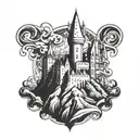 hogwarts castle tattoo design idea