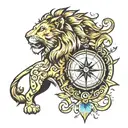 Compass a lion tattoo design idea