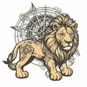 Compass a lion tattoo design idea