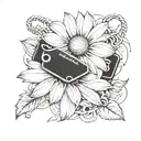 daisy flower with Dog Tag hanging tattoo design idea