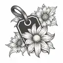 daisy flower with Dog Tag hanging tattoo design idea