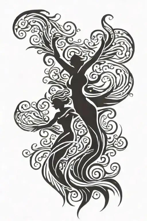 raging sea tribal tattoo depicting sirens singing tattoo design idea