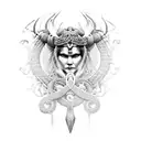 fractal viking woman tattoo design idea