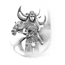 fractal viking woman tattoo design idea