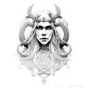 fractal viking woman tattoo design idea
