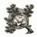 magnolia tree with pine tree  tattoo design idea