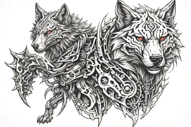 Meaningful wolf warrior tattoo design idea