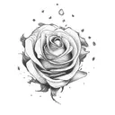 dead white rose with starving people around it and a clock with the arms fallen off. tattoo design idea