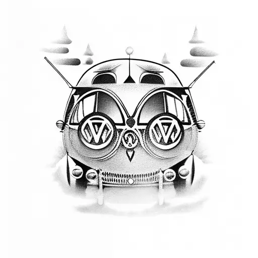 kombi vw 1968 dc tattoo design idea