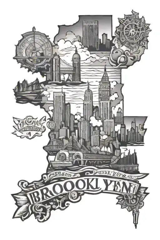 brooklyn New York, California state, Texas state outline tattoo design idea