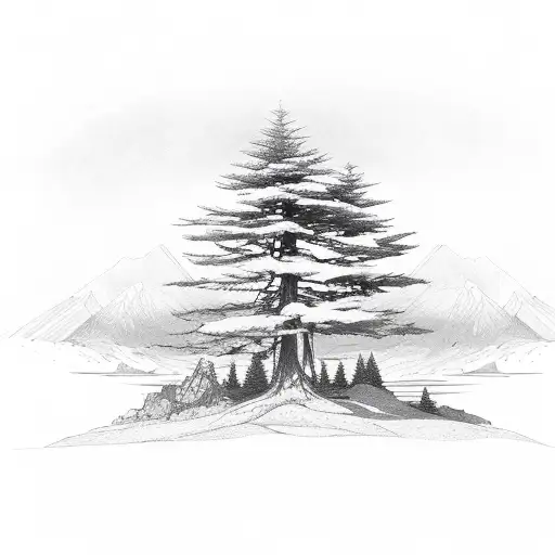 evergreen tree  tattoo design idea