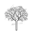 light blue evergreen tree with wanderlust underneath it  tattoo design idea