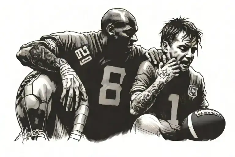 father and son, loved and hated, football, a lifetime tattoo design idea