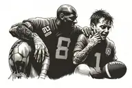 father and son, loved and hated, football, a lifetime tattoo design idea