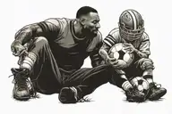 father and son, loved and hated, football, a lifetime tattoo design idea