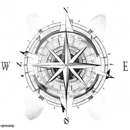 Compass with oceans tattoo design idea