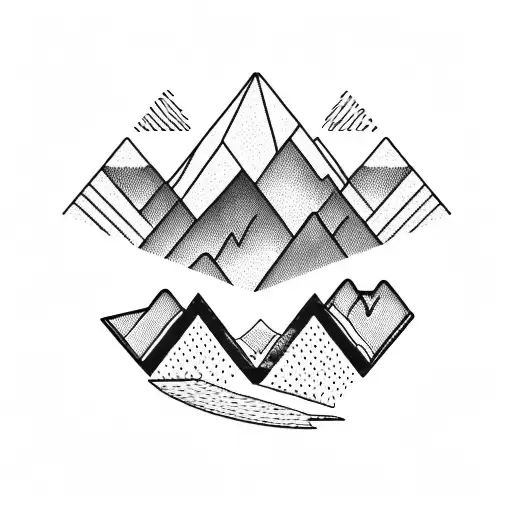 Mountains and a baseball diamond merging together in a blackwork design tattoo design idea