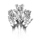creepy tree with hands grow up tattoo design idea