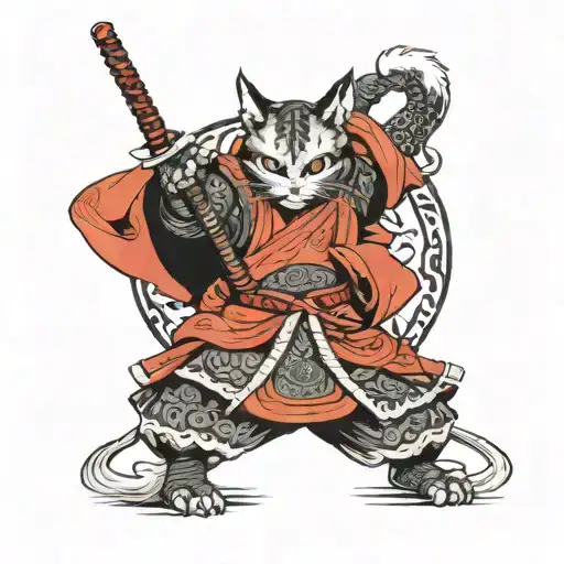 gato samurai ronin samurai tattoo design idea