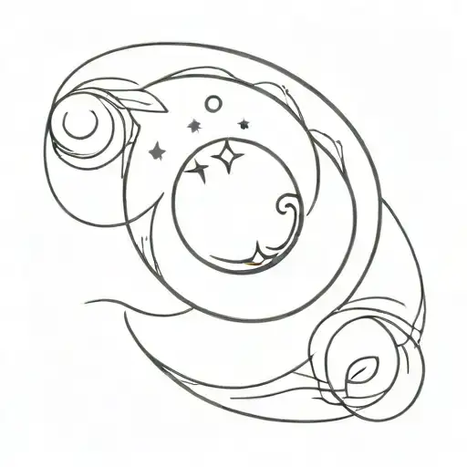 sun moon waves leo star sign tattoo design idea