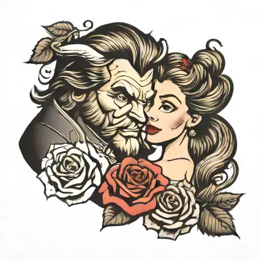 Beauty and the beast tattoo design idea